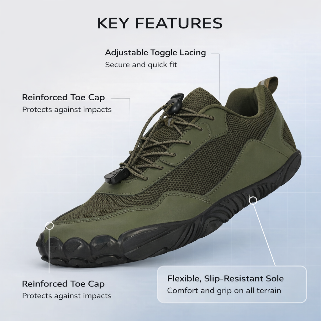 Aura Trail Performance Barefoot Sneaker in Khaki